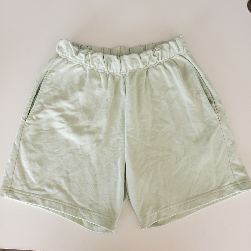 Brunette Small Wide Leg Shorts pastel Mint Green High waisted Baggy Long 7" Boho